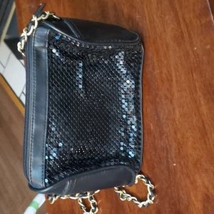Sequin purse with gold chain